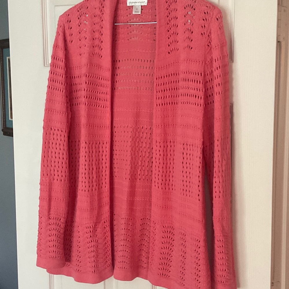 Christopher & Banks Coral Open Knit Cardigan
